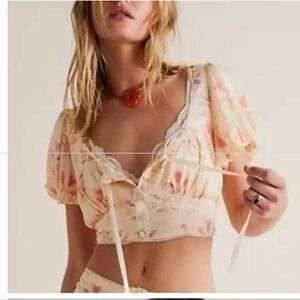 free people crop boho print top